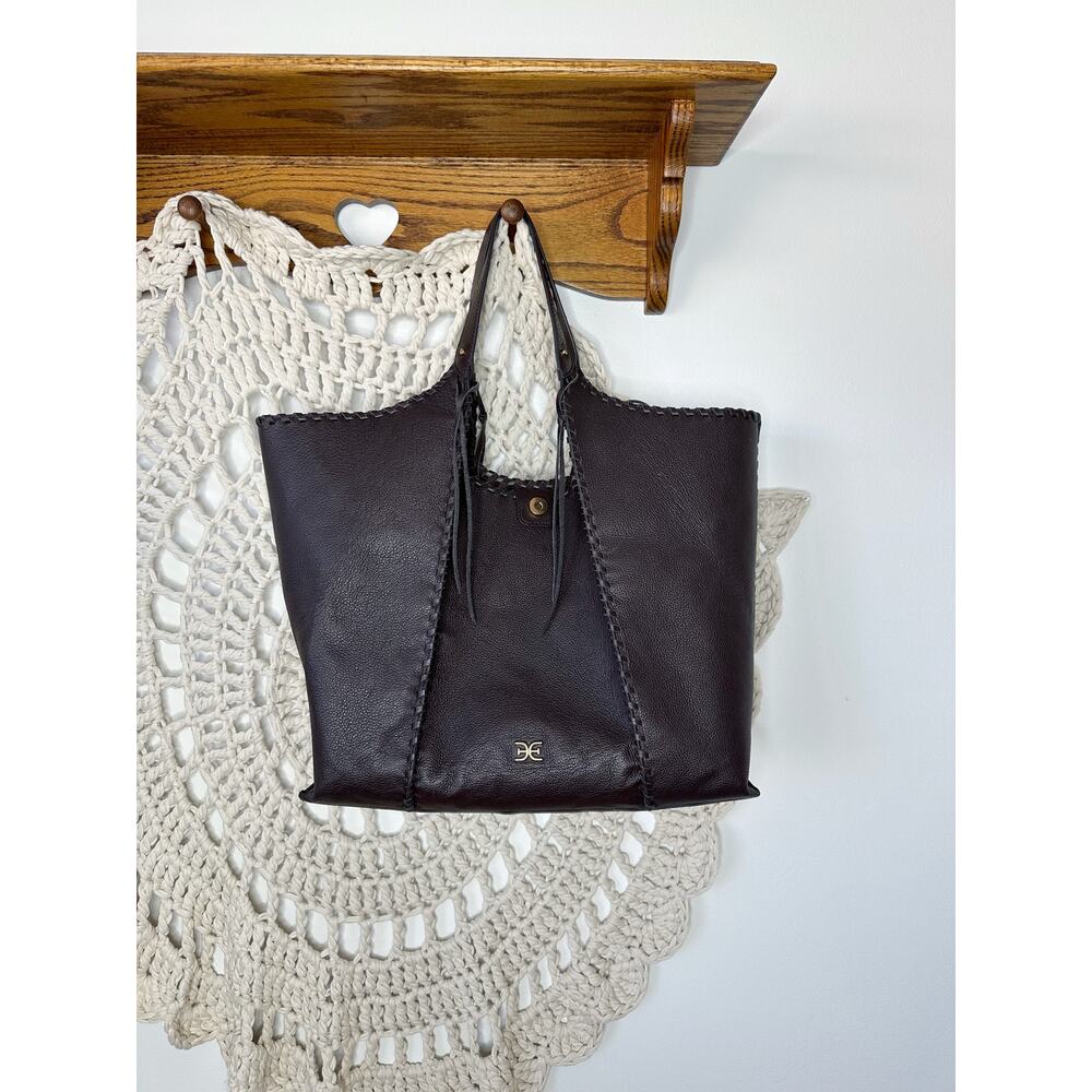Sam Edelman Sylvia Whipstitch Large Leather Expandable Hobo Tote